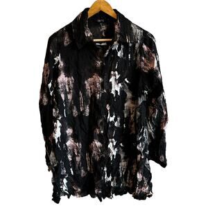 Comfy USA Sally Shirt Crinkly Long Sleeve Button Up Shirt S